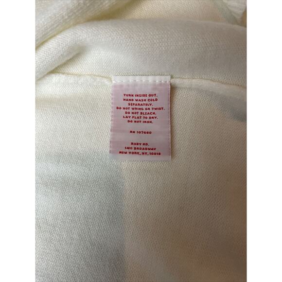 3 for $25-RUBY RED SZ L Cardigan 100% Acrylic Ivory 2 Hook Open Front w/Roses - Picture 5 of 10